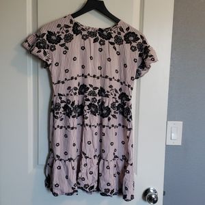 Art Class XL Pink Stripe Black Floral Dress